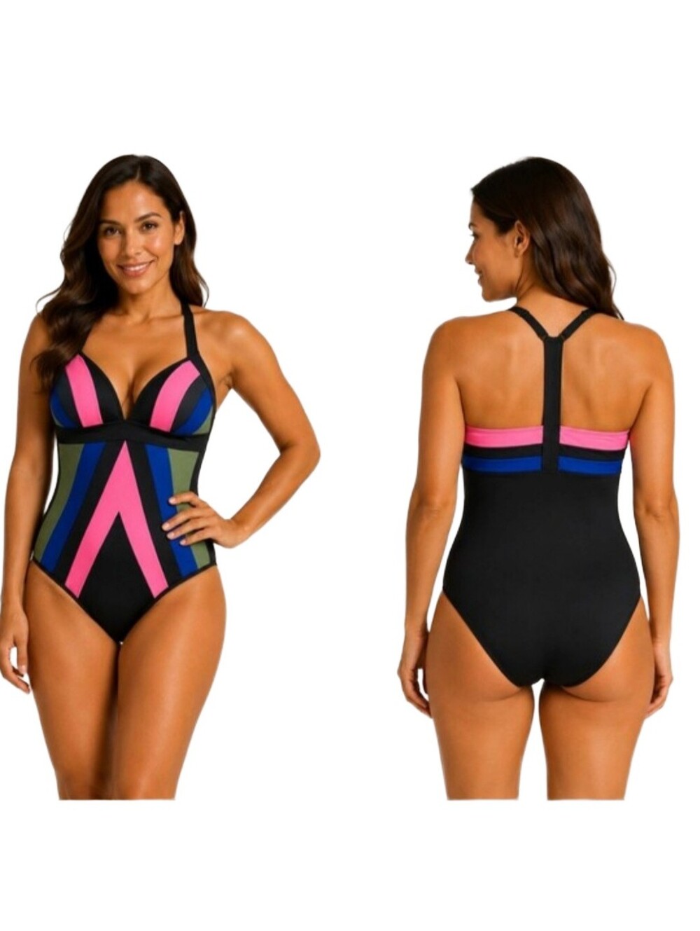 City Chic Colorblock One Piece Swimsuit L - Picture 4 of 12